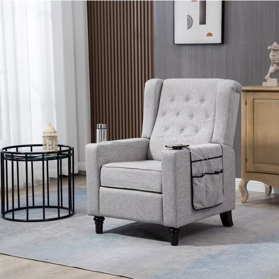 Recliner Chair, Arm Pushing Recliner Chair, Modern Button Tufted Push