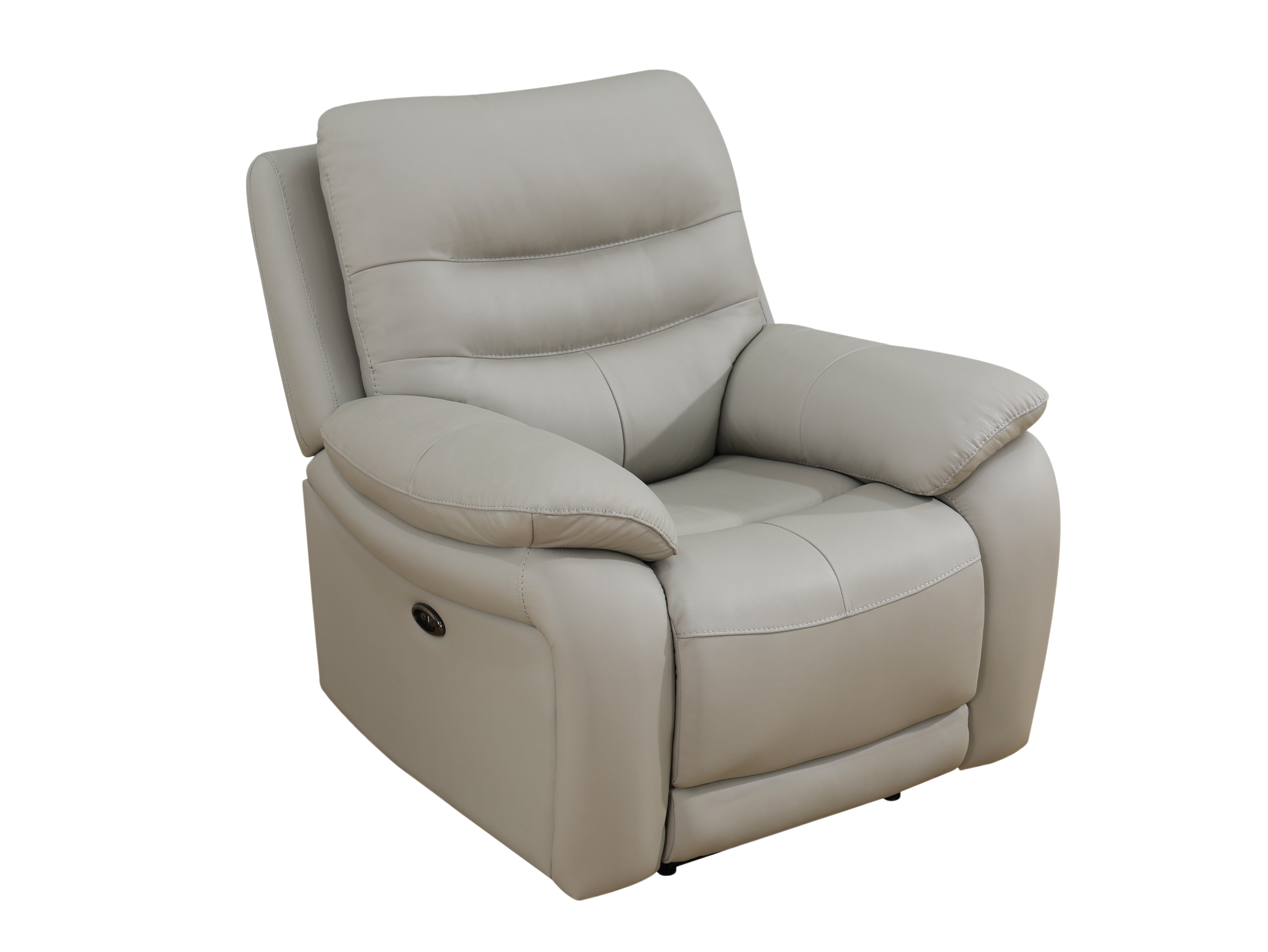 Recliner Chair, Breathing Power Leather Reclining Sofa Seating Couch with Storage Console/Cup Holders (Grey)