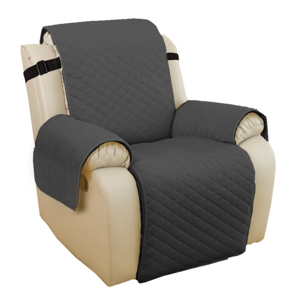 Recliner Chair Cover, Reversible Chair Cover Slipcover Waterproof Couch Cover Recliner Furniture Protector with Elastic Straps, Pockets Non-Slip Washable Pet Cover for Dogs Cats(23.6", Dark Grey)