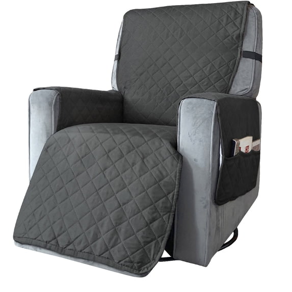 Recliner Chair Cover | Universal Fit Sofa Protector | Anti-Slip Pet-Friendly Furniture Cover with Storage Pockets | Washable Polyester Fabric | 27"x51" Size | Solid Color Design