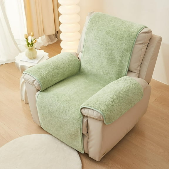 Recliner Chair Covers Fleece Soft Warm Sofa Slipcover Furniture Protector Non-Slip Washable Reclining Chair Cover for Kids, Pets