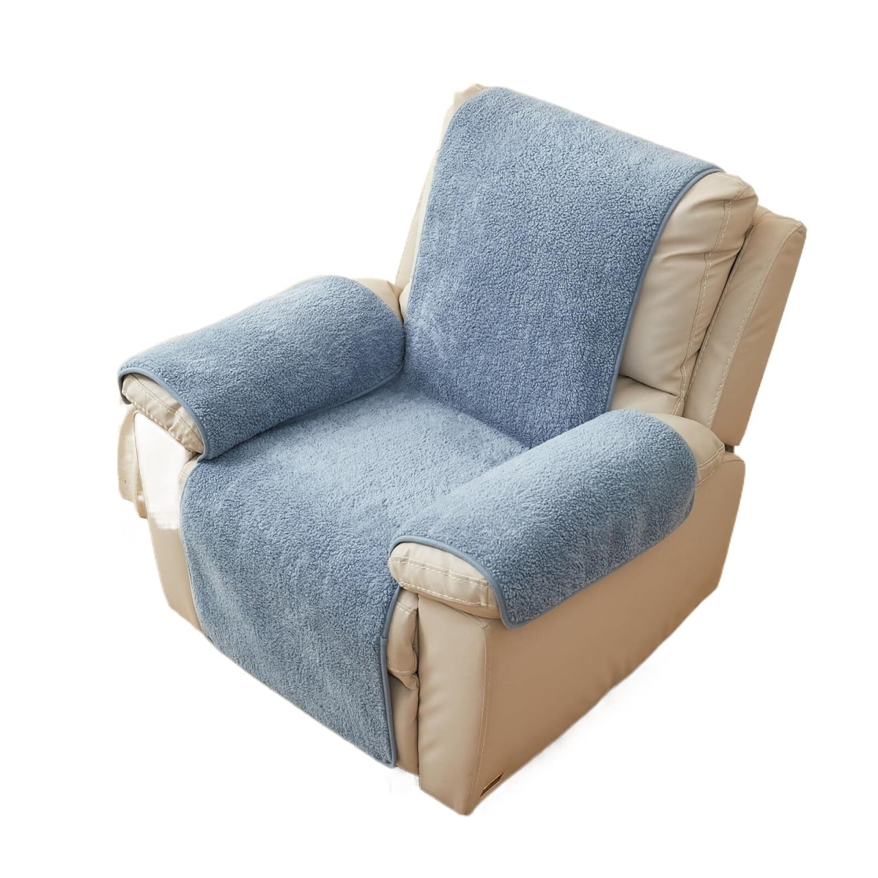 Recliner Chair Covers Fleece Soft Warm Sofa Slipcover Furniture Protector Non-Slip Washable Reclining Chair Cover for Kids, Pets