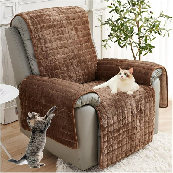 Recliner Chair Covers Plush Recliner Slipcovers Armrest Covers Headrest Cover for Sofa Recliner Protector Couch Sofa Covers, Soft Fuzzy Fluffy Anti-Slip Furniture Protector