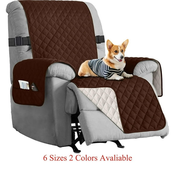 Recliner Chair Covers,Waterproof Couch Covers Machine Washable Sofa Cover with Pockets, Gidhire Couch Slipcover Non Slip Furniture Protector for Pets Dogs Living Room (Brown, 28")