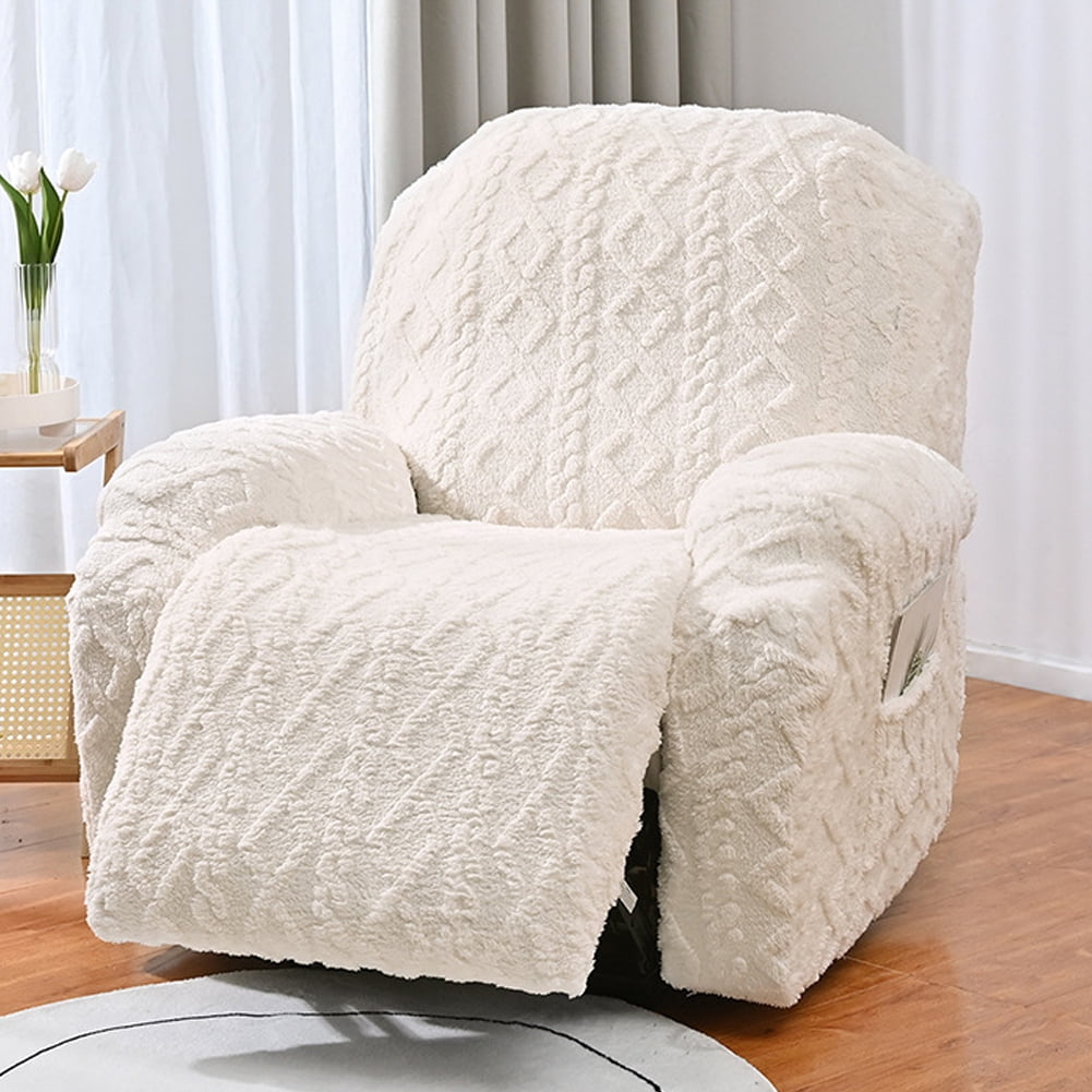 Recliner Chair Covers with Pockets Doublesided Jacquard Weave Washable