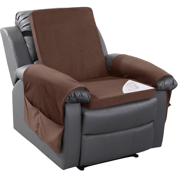 Recliner Chair Cushion for Elderly with Lumbar Support Pillow & Recliner Armrest Cover, 20"x20" Memory Foam Seat Cushion Non-Slip & Supportive, Machine Washable, Brown