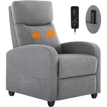 Recliner Chair for Living Room, Massage Fabric Small Recliner Home Theater Seating with Lumbar Support for Adults, Adjustable Modern Reclining Chair with Padded Seat Backrest, Grey