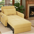 thumbnail image 1 of Sleeper Chair, Lofka 3 in 1 Convertible Single Sofa Bed with Adjustable Backrest, Futon Couch for Living Room, Bedroom, Yellow, 1 of 11
