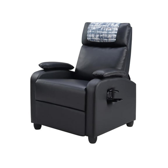 Recliner Chair Manual Reclining Sofa Comfortable Arms Back Support Living Room Home Theater Lounger Black With Cup Holder(Black)