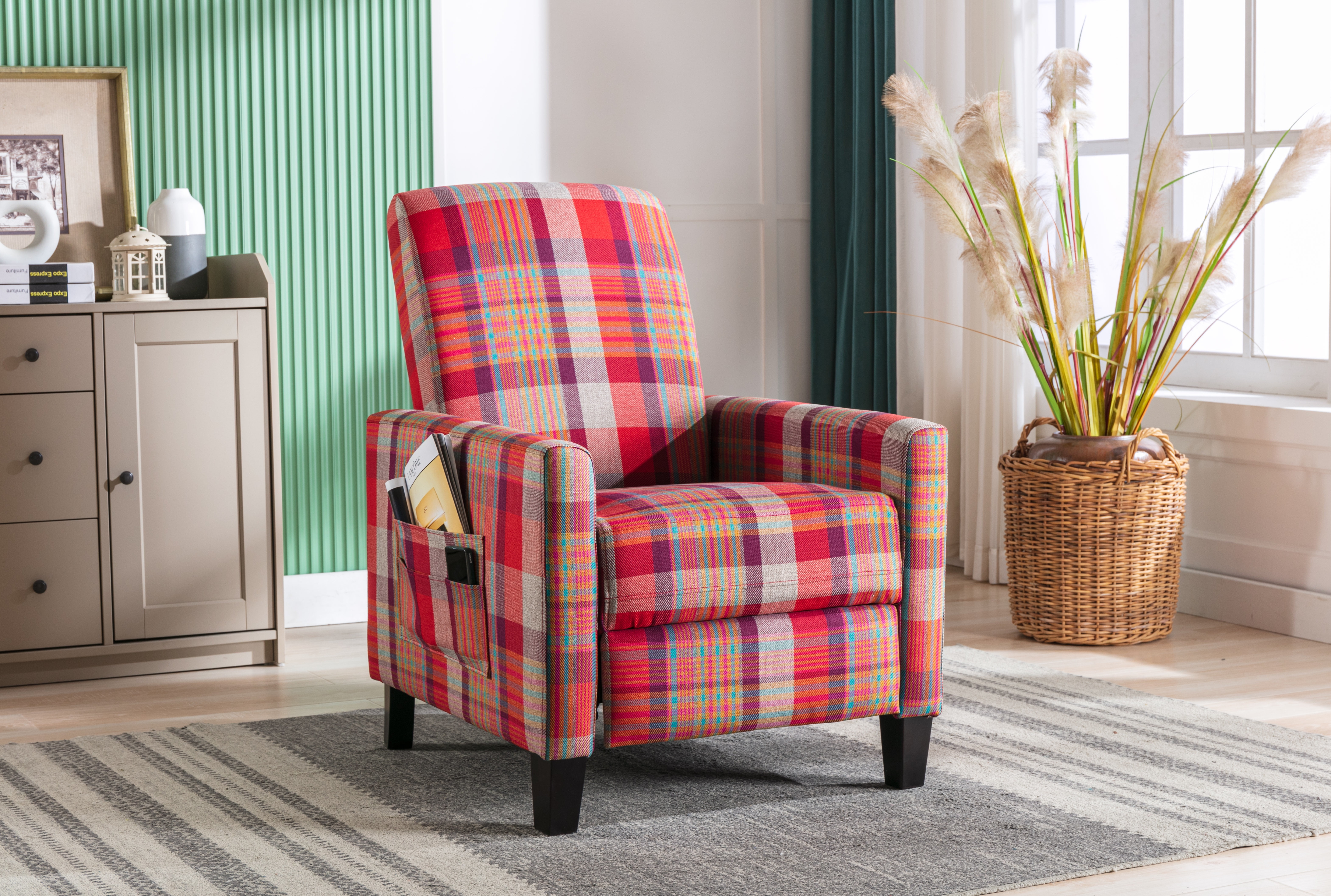 Triple Tree Recliner Chair, Modern Tufted Back Fabric, Adjustable ...