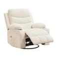 thumbnail image 1 of Recliner Chair Nursery, Oversized Manual Reclining Rocking Chair, 360 Swivel Glider with Cup Holder, Massage and Heat Recliner, Indoor Small Single Sofa Chairs for Adults RV Bedroom, Beige/Grey/Brown, 1 of 8