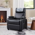 thumbnail image 1 of Recliner Chair, PU Leather Recliner, Adjustable Footrest and Backrest Recliner with Cup Holder, Padded Armrests, Waterproof and Stain-Resistant, Solid Steel Frame, Easy Assembly, Black, 1 of 9
