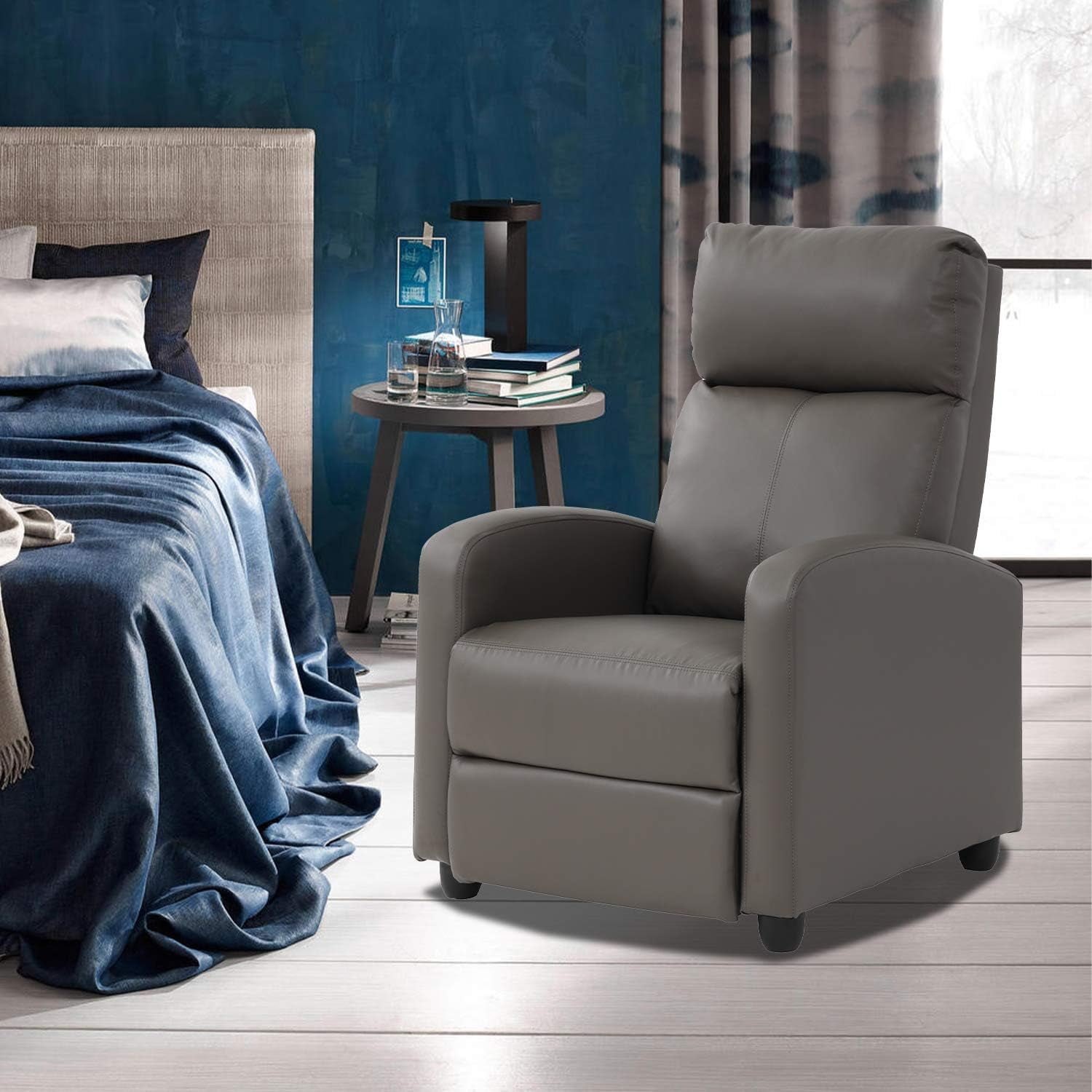 Recliner Chair Padded Seat Pu Leather Reclining Chairs for Living Room