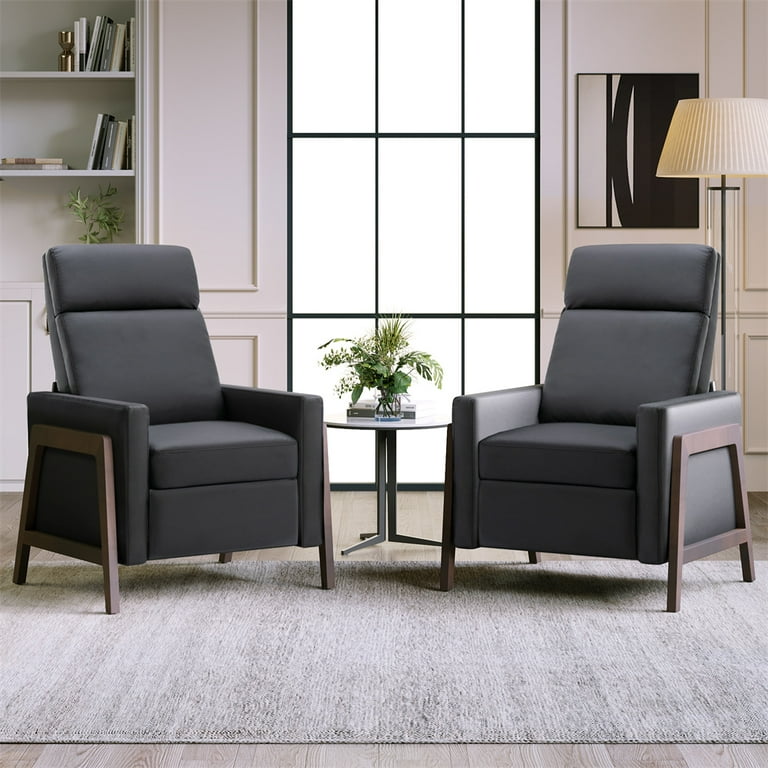 Set of Two Wood-Framed Upholstered Recliner Chair Adjustable Home Theater  Seating with Thick Seat Cushion and Backrest Modern Living Room Recliners,Gray
