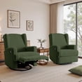 thumbnail image 1 of Recliner Chair Set of 2 Swivel Glider Rocker Nursery Chair for Adults, High Back Upholstered Rocking Armchair for Living Room, Manual Reclining Sofa Lounge Chair with Deep Seat in Teddy - Green, 1 of 6