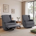 thumbnail image 1 of Recliner Chair Set of 2 Swivel Glider Rocker Nursery Chair for Adults, High Back Upholstered Rocking Armchair for Living Room, Manual Reclining Sofa Lounge Chair with Deep Seat in Fabric - Gray, 1 of 6
