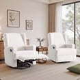 thumbnail image 1 of Recliner Chair Set of 2 Swivel Glider Rocker Nursery Chair for Adults, High Back Upholstered Rocking Armchair for Living Room, Manual Reclining Sofa Lounge Chair with Deep Seat in Teddy - Beige, 1 of 6