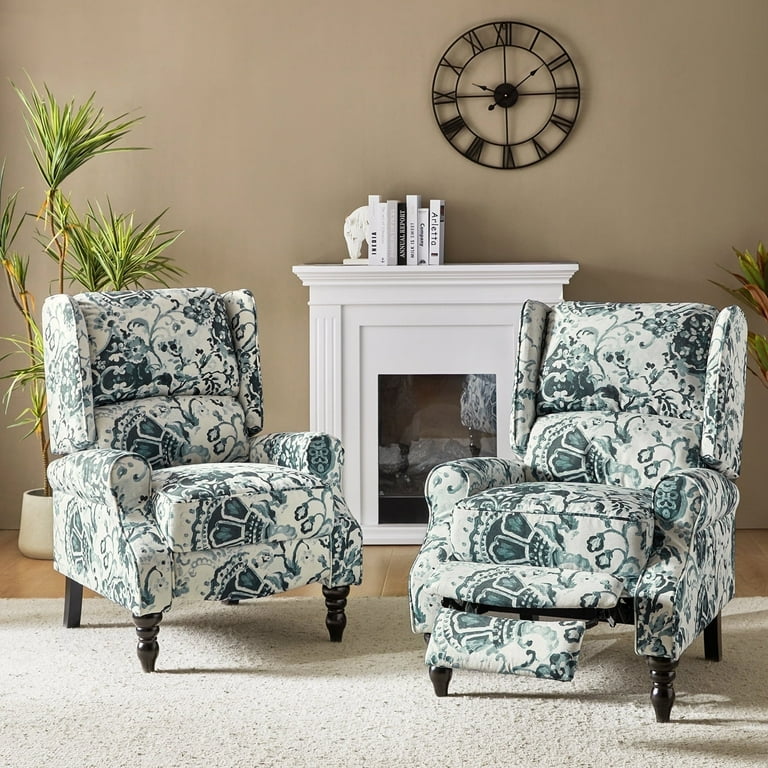 Set of Modern Manual Reclining Wingback Armchair for Living Room