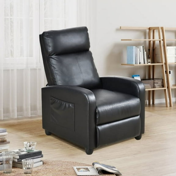 Recliner Chair Single Sofa, Recliner Sofa PU Leather for Adults, Recliners Home Theater Seating with Lumbar Support, Reclining Sofa Chair for Living Room