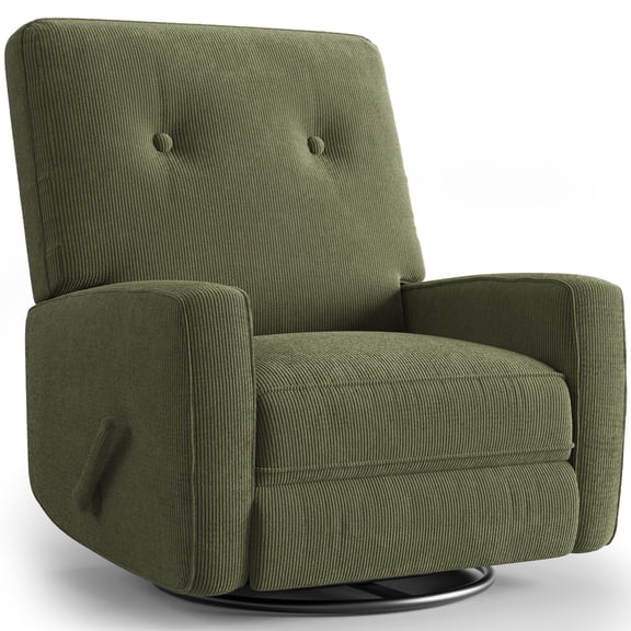 Recliner Chair – Swivel Rocker Recline Glider Nursery Chair for Adults, 360° Swivel Rocking Chair for Living Room, Bedroom, Office, RV – Warm Gray/Green/Orange