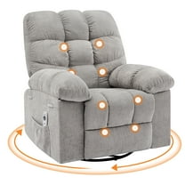 Recliner Chair,Swivel Rocker Recliner Chair with Heat and Massage,360 Degree Swivel Single Sofa with Side Pocket,Oversized Recliner Chair for Living Room Bedroom