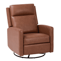 Recliner Chair - Swivel Rocking Glider with PU Leather, Ergonomic High Backrest and Adjustable Recliner for Living Room, Office and Bedroom, Cocoa
