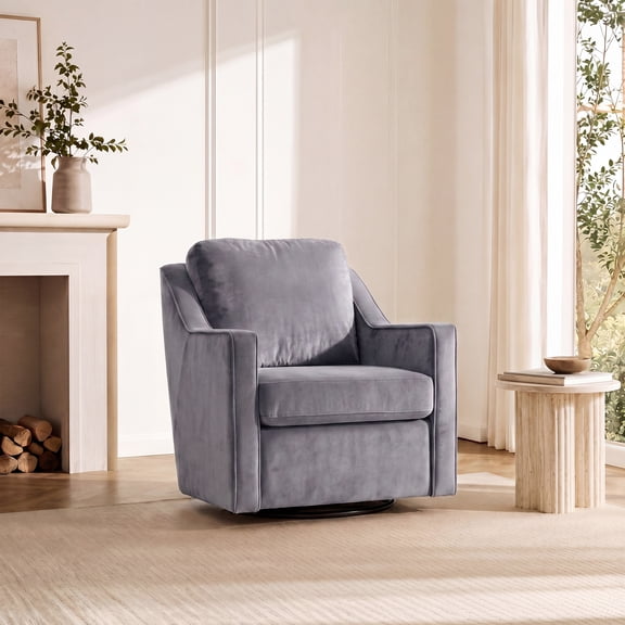 AFO Swivel Accent Chair with Removable Cushions, Modern Armchair for Living Room, Bedroom, Set of 1, Gray