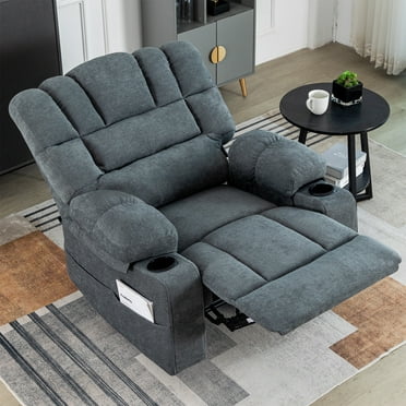 Recliner Chair, UHOMEPRO Manual Recliners with Heat and Massage Functions, Heavy Duty Reclining Mechanism Massage Chair, Elderly Adults Single Sofa for Living Room Home Theater, Gray