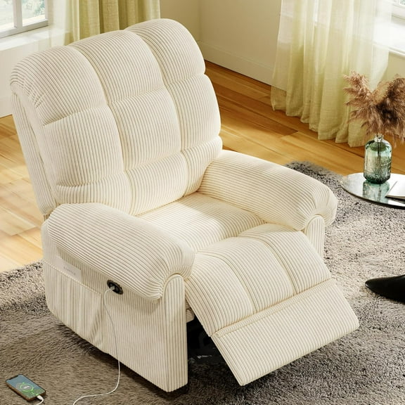 Neche Electric Recliner Chair, Comfy Lay Flat Sofa for Small Spaces, Living Room, One Box, Beige