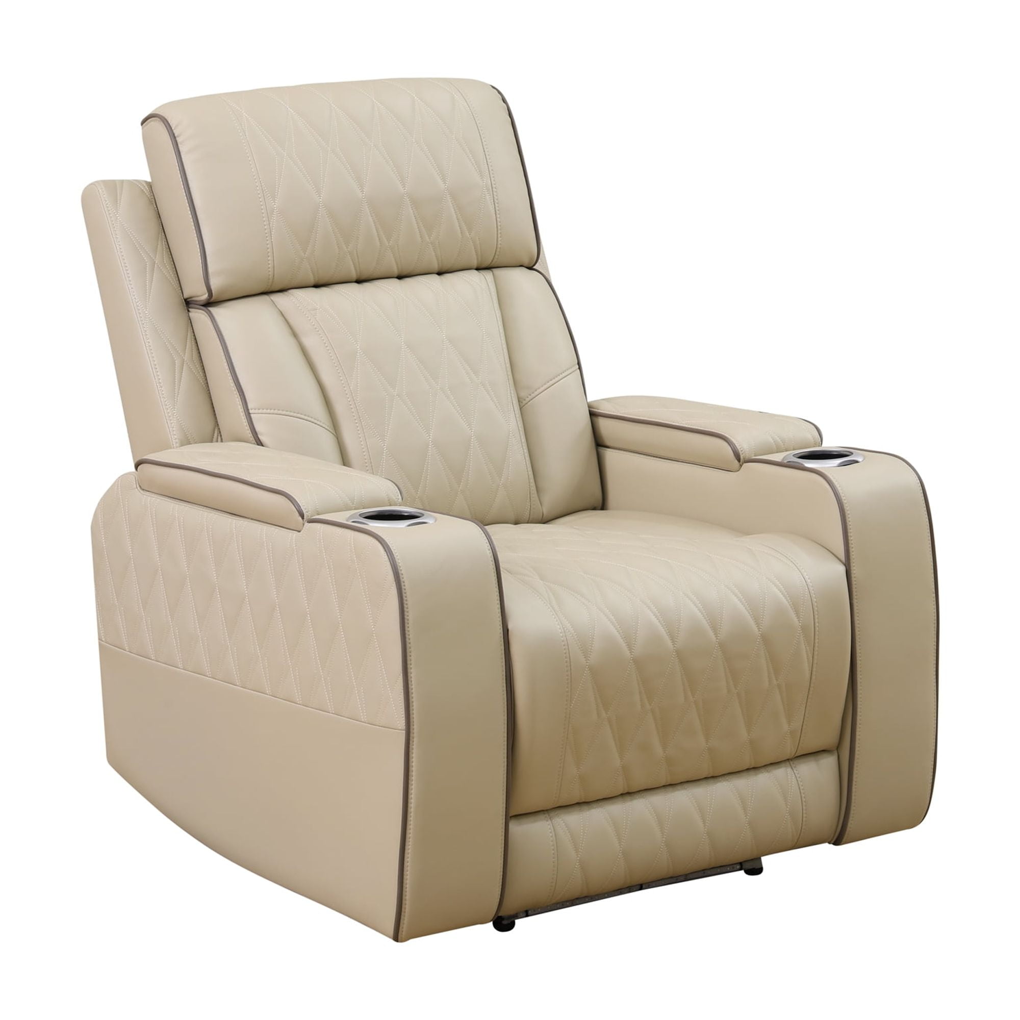 Recliner Chair with LED Lights, Living Room Furniture Breathing Power Leather Sofa with Storage Console/Cup Holders
