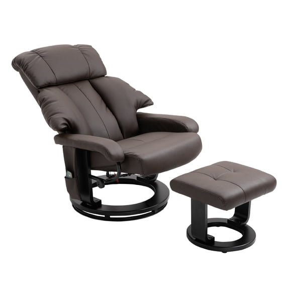 Recliner Chair with Ottoman, Massage Recliner, Faux Leather Swivel Base ...