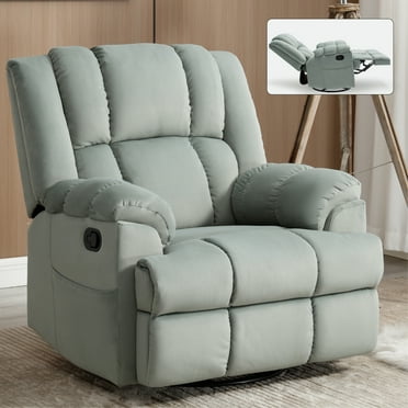 Recliner Chairs for Adults,Oversized Manual Rocking Recliner Chair with Side Pocket for Living Room,Overstuffed Large Upholstered Swivel Glider Single Sofa,Green