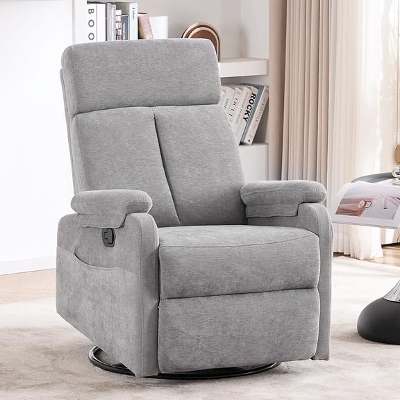 Recliner Chairs, Swivel Rocking Chair Nursery, Glider Rocker Recliner Chair for Adults, Small Nursery Recliner for Living Room, Reclining with Modern-Designed Armrests, Upholstered Fabric