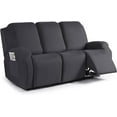 thumbnail image 1 of Recliner Couch Covers 3 Pieces, Stretch Sofa Covers for 3 Seat Reclining Couch, Polyester Fabric Recliner Covers Soft Washable Furniture Protector with Pockets (3 Seat, Charcoal Gray), 1 of 13
