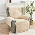thumbnail image 1 of Recliner Cover, Plush Velvet Recliner Sofa Cover, Non-Slip Elastic Straps Furniture Protector Machine Washable Pet Friendly, Beige, 1 of 6