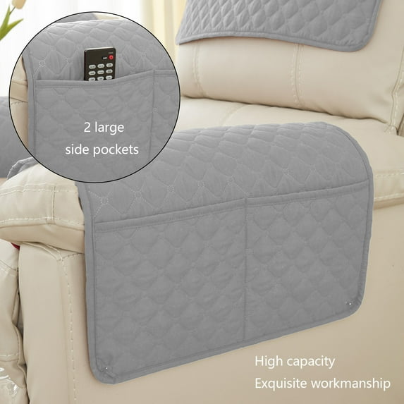 Recliner Covers Armrest Covers Chair Head Covers Armrest Towel Single Sofa Arm Cover with Storage Bags for Furniture Protector Home(Gray)