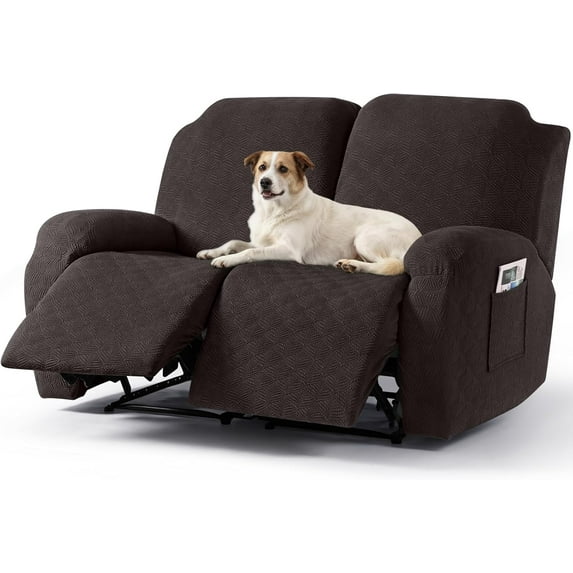Recliner Covers Recliner Loveseat Covers Reclining Couch Covers Sofa Slipcovers Stretch Soft Washable (Two-Seater, Chocolate)