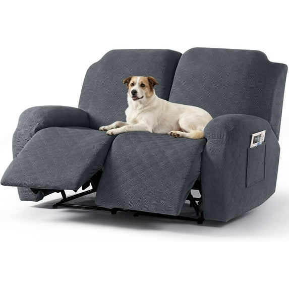 Recliner Covers Recliner Loveseat Covers Reclining Couch Covers Sofa Slipcovers Stretch Soft Washable (Two-Seater, Gray)