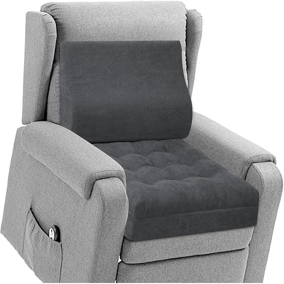 Recliner Cushion for Elderly with Lumbar Support Pillow - 20x20x5 Inch Extra Thick Recliner Seat Cushion for Seniors Relief Back Pain and Tailbone Pain from Long Sitting Non-Slip Bottom