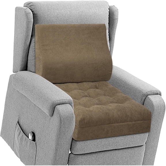 Recliner Cushion for Elderly with Lumbar Support Pillow - 20x20x5 Inch Extra Thick Recliner Seat Cushion for Seniors Relief Back Pain and Tailbone Pain from Long Sitting Non-Slip Bottom Brown
