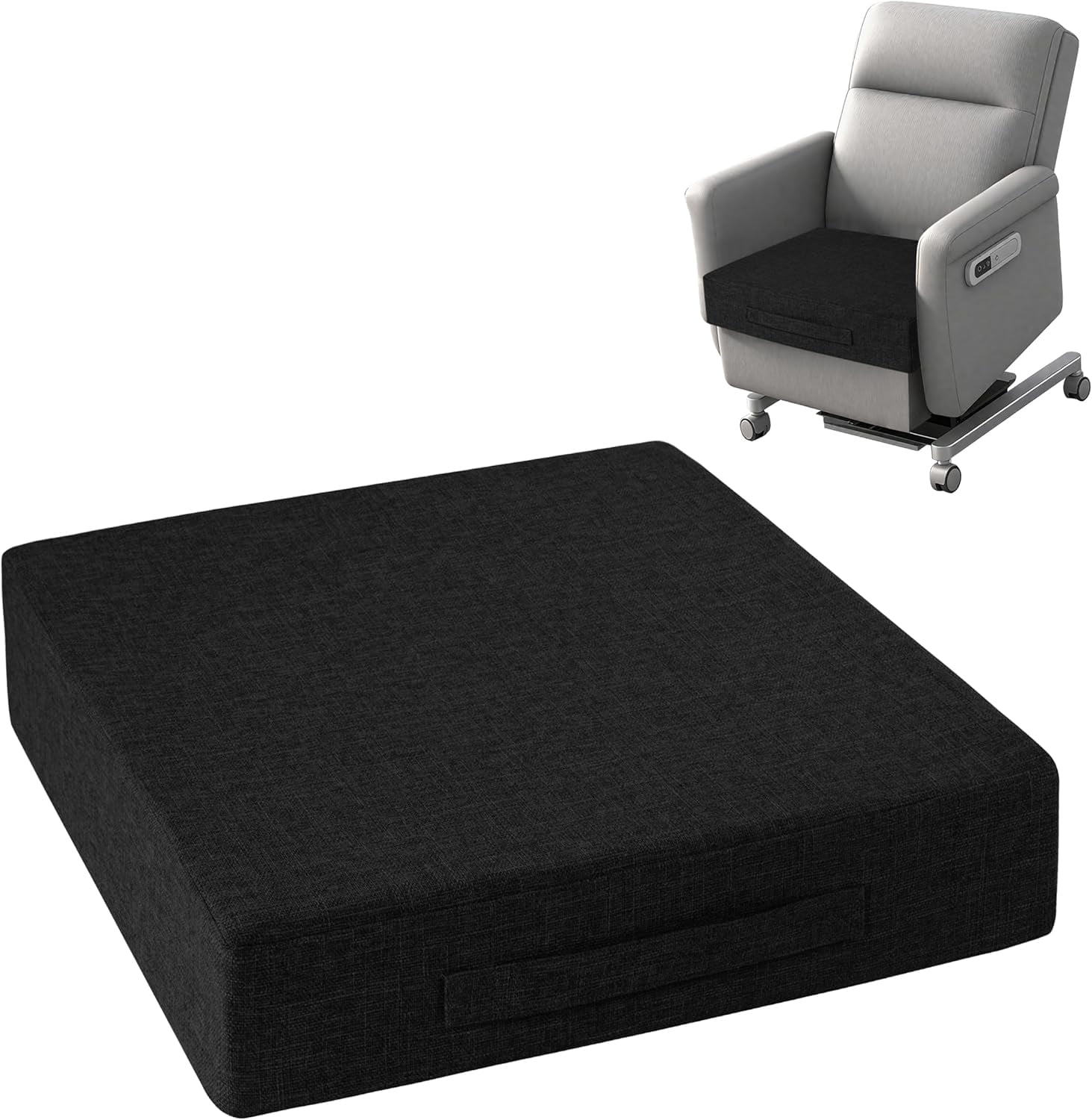 Recliner Cushions for Elderly 20"x20"x4" Thick Seat Cushion for Recliner Chair Large Square Non Slip Chair Pads with Washable Cover for Armchair Couch Black