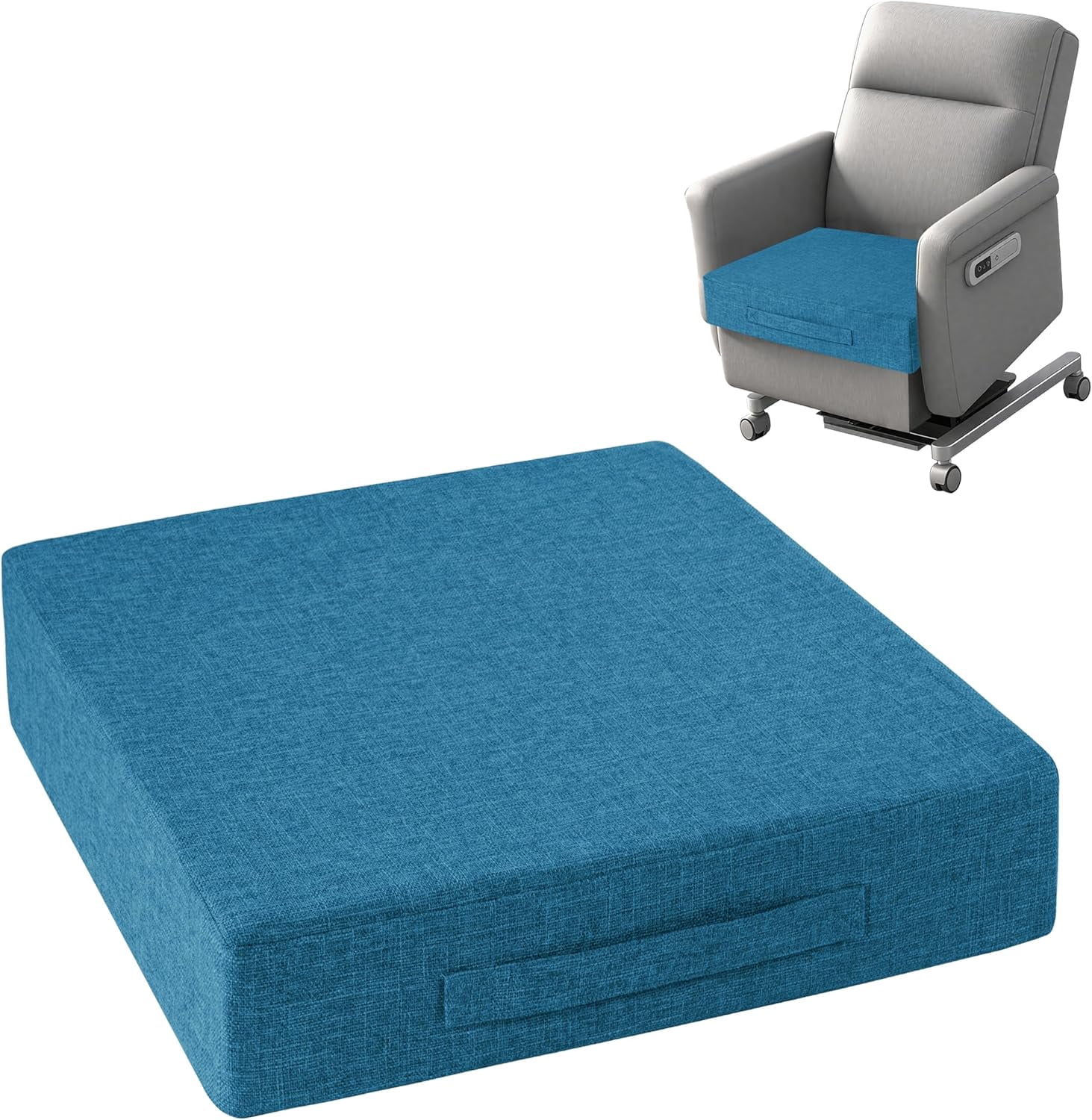 Recliner Cushions for Elderly 20"x20"x4" Thick Seat Cushion for Recliner Chair Large Square Non Slip Chair Pads with Washable Cover for Armchair Couch Blue