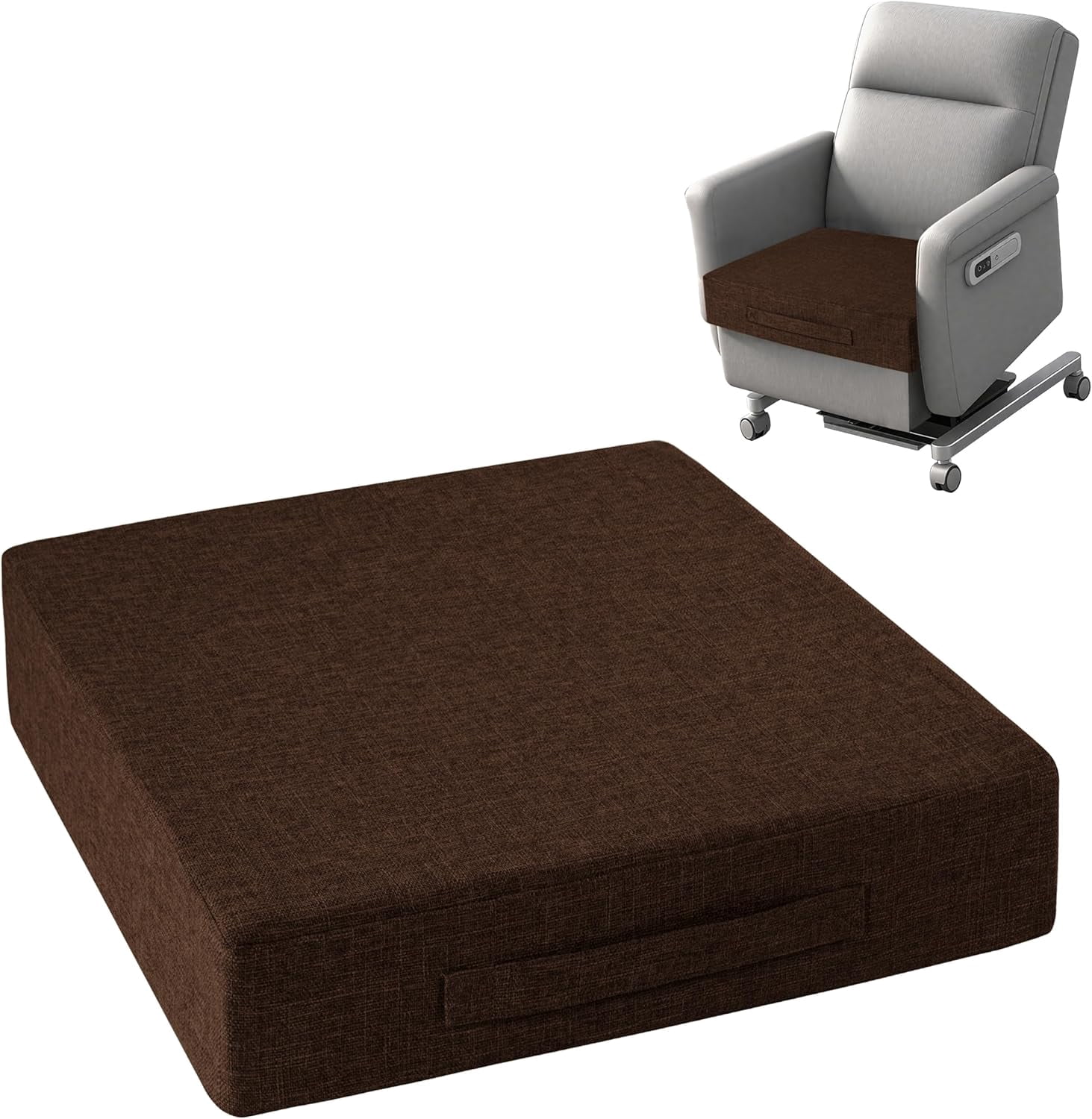 Recliner Cushions for Elderly 20"x20"x4" Thick Seat Cushion for Recliner Chair Large Square Non Slip Chair Pads with Washable Cover for Armchair Couch Coffee