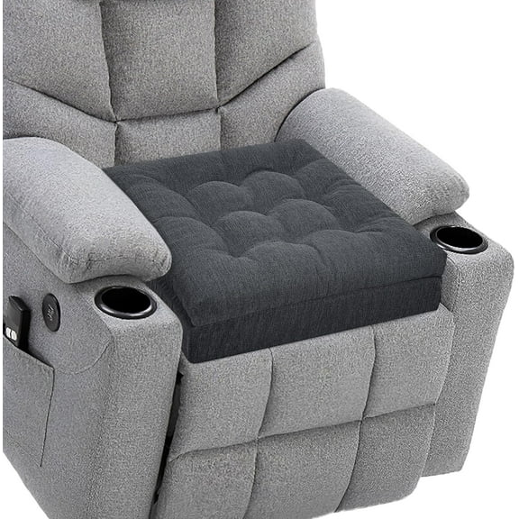 Recliner Cushions for Elderly, 20x20x4 Inch Thick Chair Cushion for Shorter Users Patent Design Soft Tufted Dual Layer Booster Seat Cushions for Seniors Recliner Risers Gray 1P