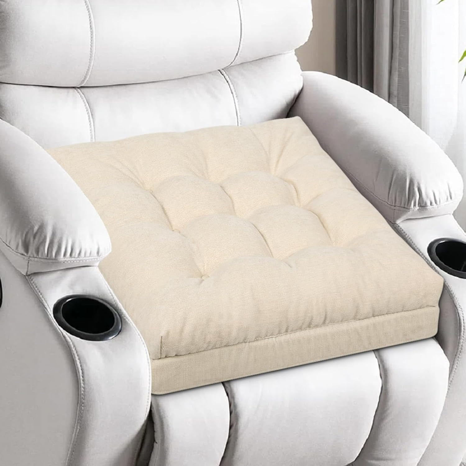HEYTIMI Memory Foam Seat Cushion For Recliners - 20x20x5" Thick, Non-Slip, Detachable Cover | Chair Cushion For Elderly & Back Support