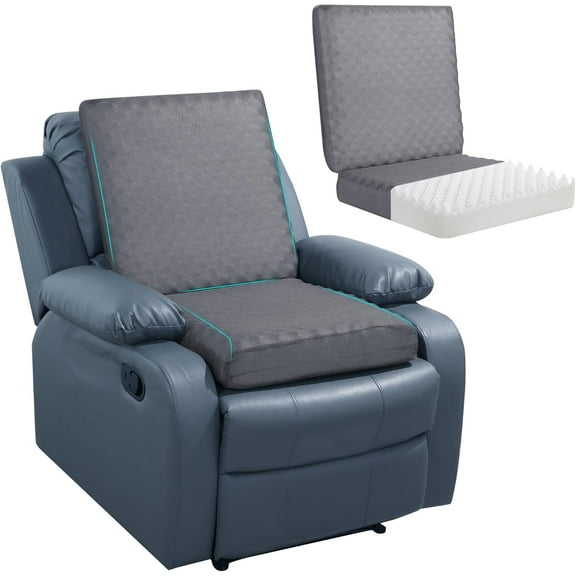Recliner Cushions for Long Sitting, Egg Crate Foam Recliner Cushion for Elderly Reduces Muscle Fatigue and Provides Air Flow, Extra Large Non-Slip Seat Cushion with Back Support(20*20*4in)