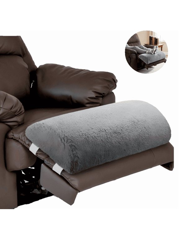 DEDRFUC Recliner Foot Pillow, 23 x 10 x 4 in Sherpa Foam Half-Roll Leg Support Cushion with Elastic Strap and Washable Cover, Light Gray