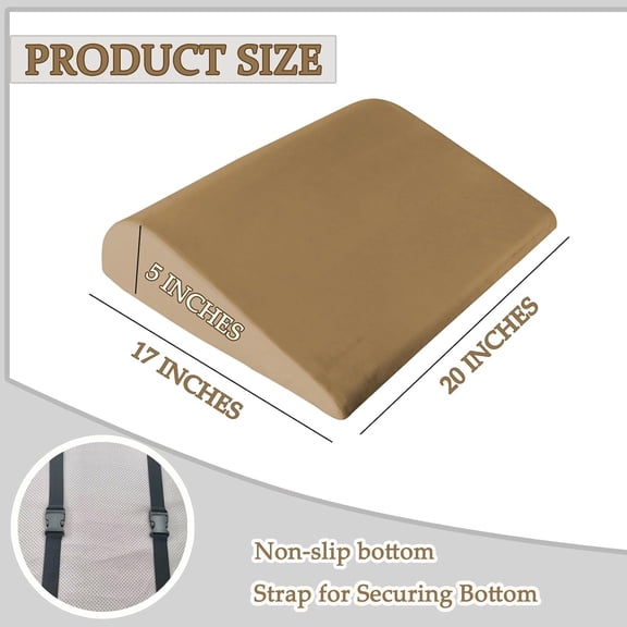 Recliner Foot Rest Cushion, Extra Large Recliner Leg Pillow with 2 Adjustable Straps, for Bed, Chair Sofa Lumbar Support Foam Wedge Pillow (Brown)