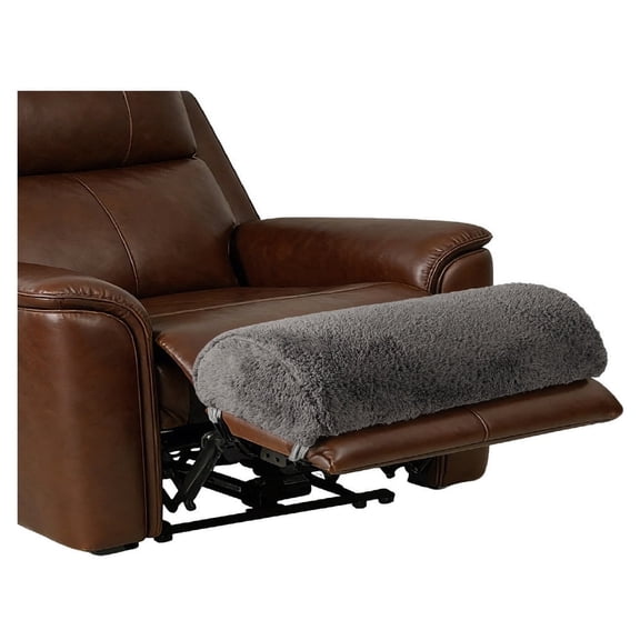 Recliner Foot Rest Cushion with Strap, Soft Memory Foam Foot Pillow for over size Recliner or Sofa, Washable Sherpa Recliner Footrest Cover for Leg & Knee Support, for Oversized Recliner