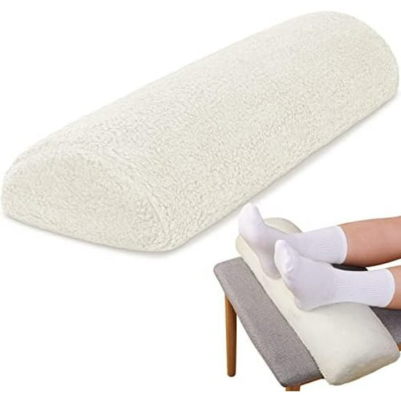 Recliner Leg Rest Cushion Sofa Footrest Pillow with Cover Half Moon Bolster Pillow Under Knee Pillow for Sleeping On Back Alleviating Pain, 19.7 x 8 x 3.5 Inch (Beige)